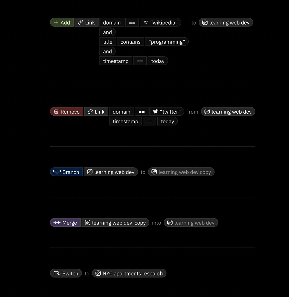 浏览版本控制。一种保存和组织您喜欢的内容、探索兔子洞、切换上下文等的简单方法