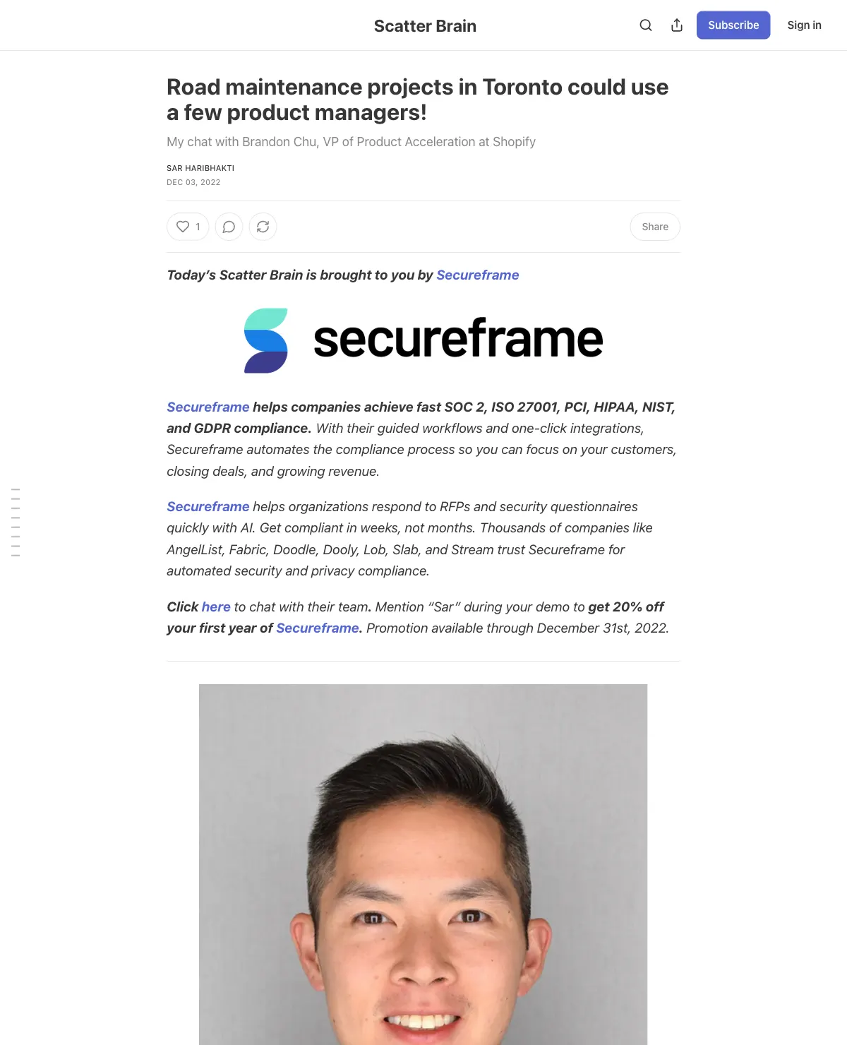 Brandon Chu 的采访和他的 MVPM