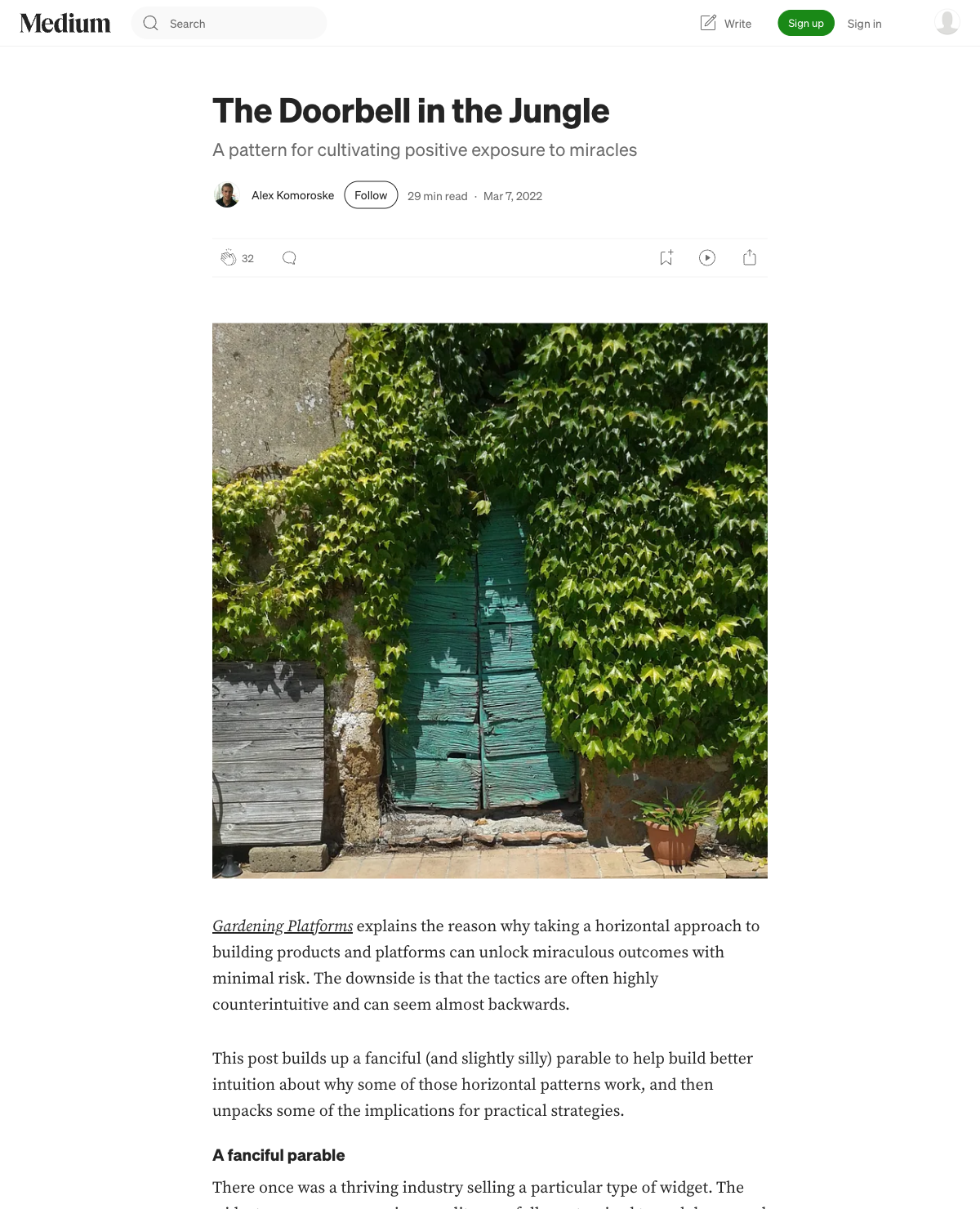 丛林中的门铃：一种积极面对奇迹的模式- 产品沉思录