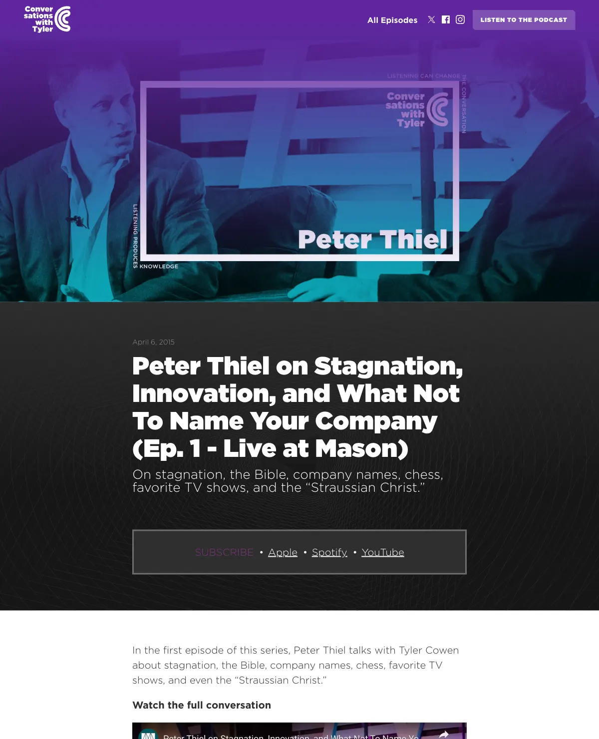 看看 Peter Thiel 在2015年都说了些什么